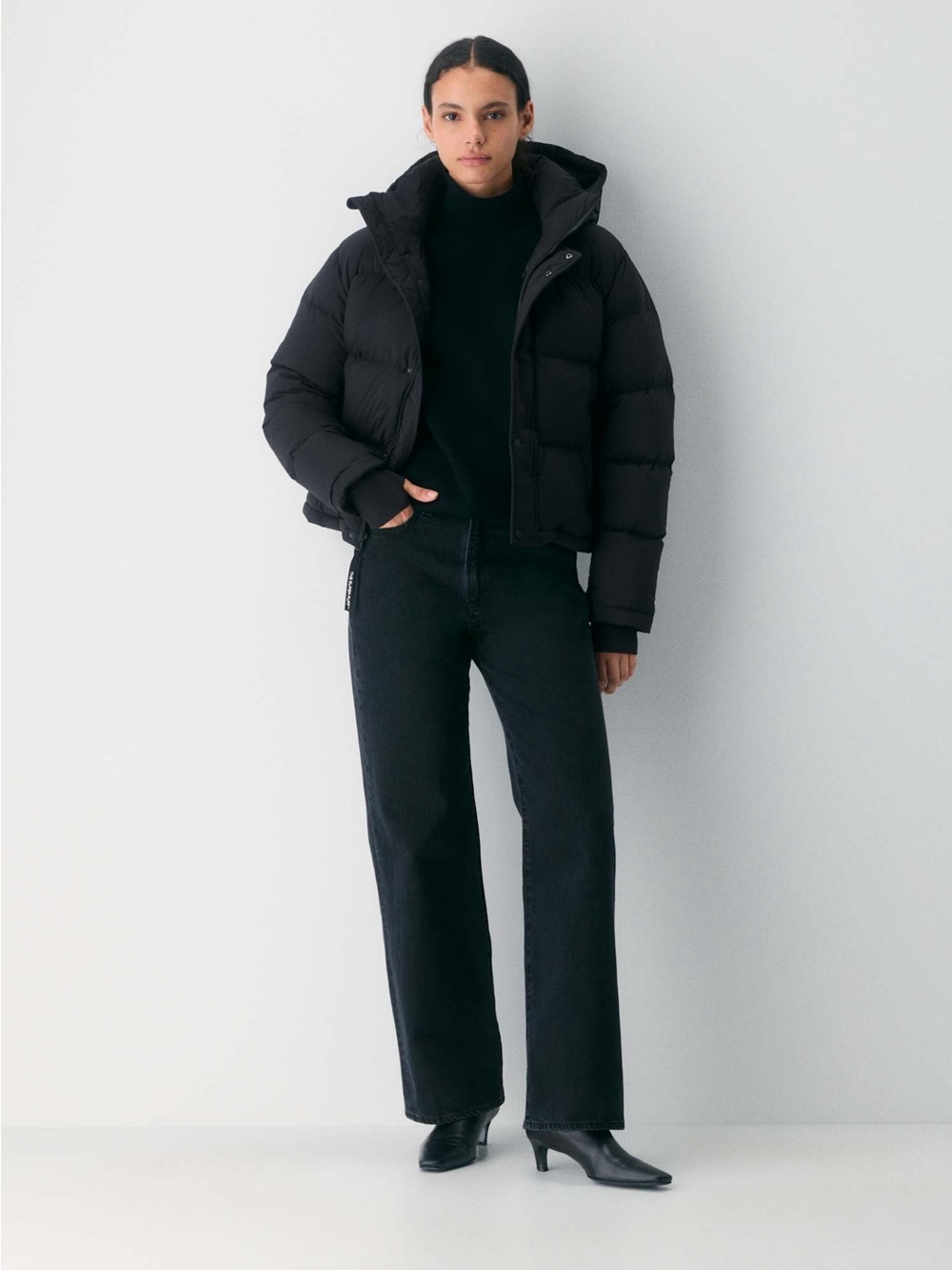 Aritzia Black Short Quilted Puffer Jacket with Hood - Picture 4 of 16